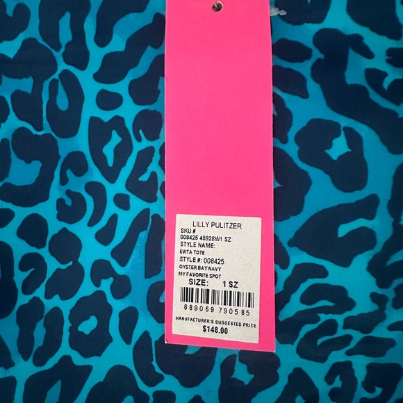 NWT Lilly Pulitzer Evita Tote Bag Oyster Bay My Favorite Spot Leopard Cheetah - Picture 5 of 5